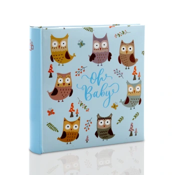 Album wsuwany Baby Sówki Niebieski z opisem (200 zdjęć 10x15)